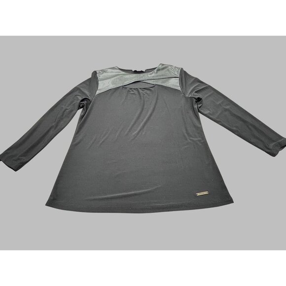 Nine West Black Long Sleeve Top With Faux Leather Detail - Picture 7 of 14